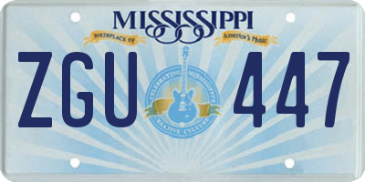 MS license plate ZGU447