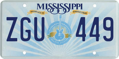 MS license plate ZGU449