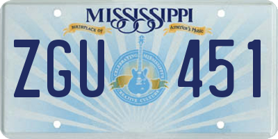 MS license plate ZGU451