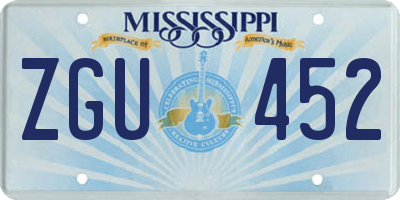 MS license plate ZGU452