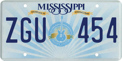 MS license plate ZGU454