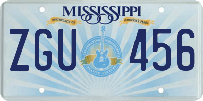 MS license plate ZGU456