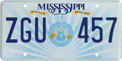 MS license plate ZGU457