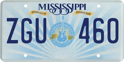 MS license plate ZGU460