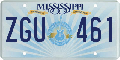 MS license plate ZGU461