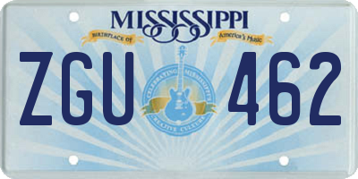 MS license plate ZGU462