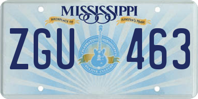 MS license plate ZGU463