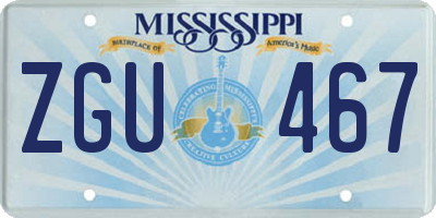 MS license plate ZGU467
