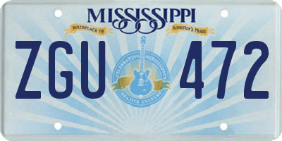 MS license plate ZGU472