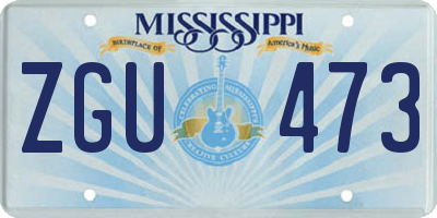 MS license plate ZGU473
