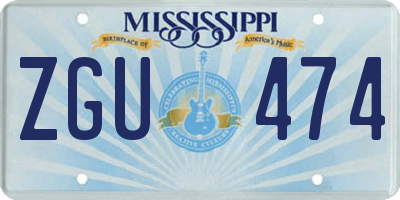 MS license plate ZGU474