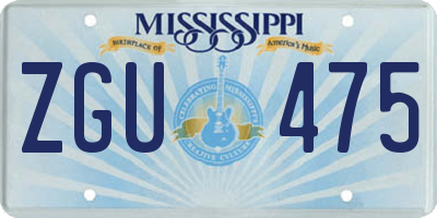 MS license plate ZGU475