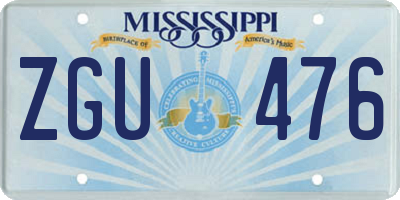 MS license plate ZGU476