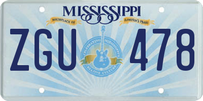 MS license plate ZGU478