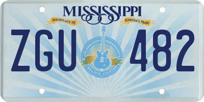 MS license plate ZGU482