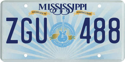 MS license plate ZGU488
