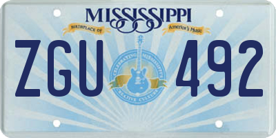 MS license plate ZGU492