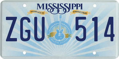 MS license plate ZGU514