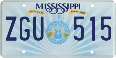 MS license plate ZGU515