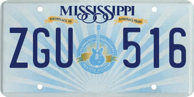 MS license plate ZGU516