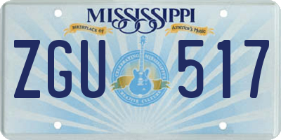 MS license plate ZGU517