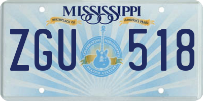 MS license plate ZGU518