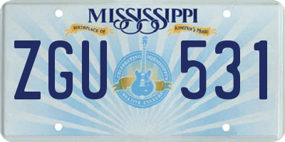 MS license plate ZGU531