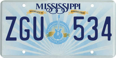 MS license plate ZGU534