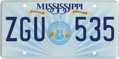 MS license plate ZGU535