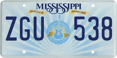 MS license plate ZGU538