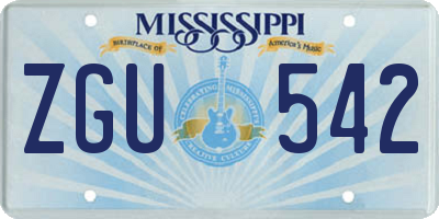 MS license plate ZGU542
