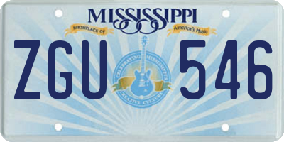 MS license plate ZGU546