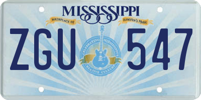 MS license plate ZGU547