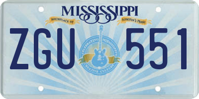 MS license plate ZGU551