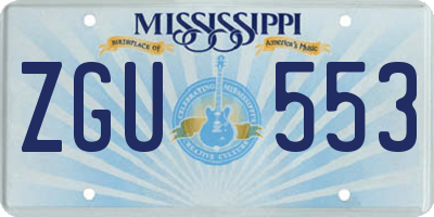 MS license plate ZGU553