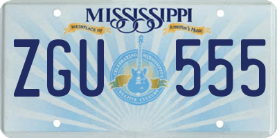 MS license plate ZGU555