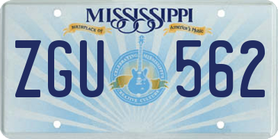 MS license plate ZGU562