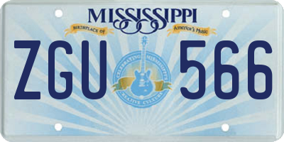 MS license plate ZGU566