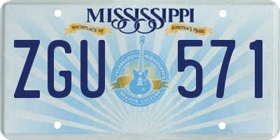 MS license plate ZGU571