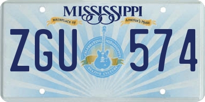 MS license plate ZGU574