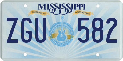 MS license plate ZGU582