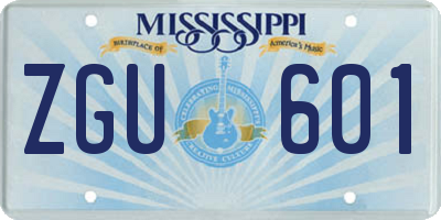 MS license plate ZGU601