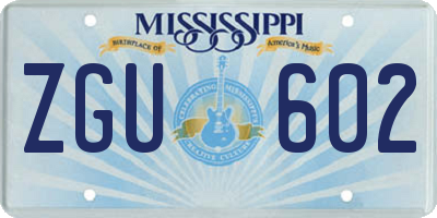 MS license plate ZGU602