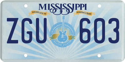 MS license plate ZGU603