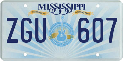 MS license plate ZGU607