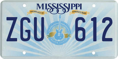 MS license plate ZGU612
