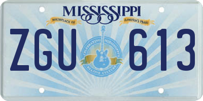 MS license plate ZGU613