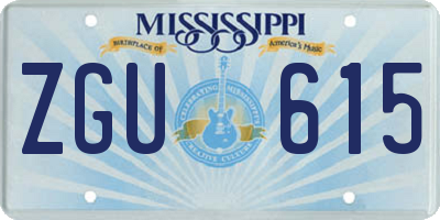 MS license plate ZGU615