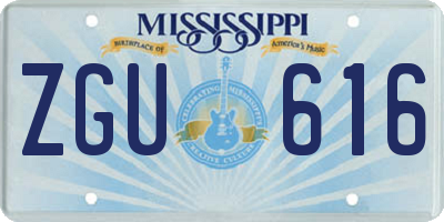 MS license plate ZGU616