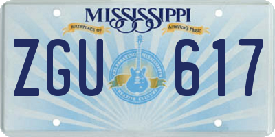 MS license plate ZGU617